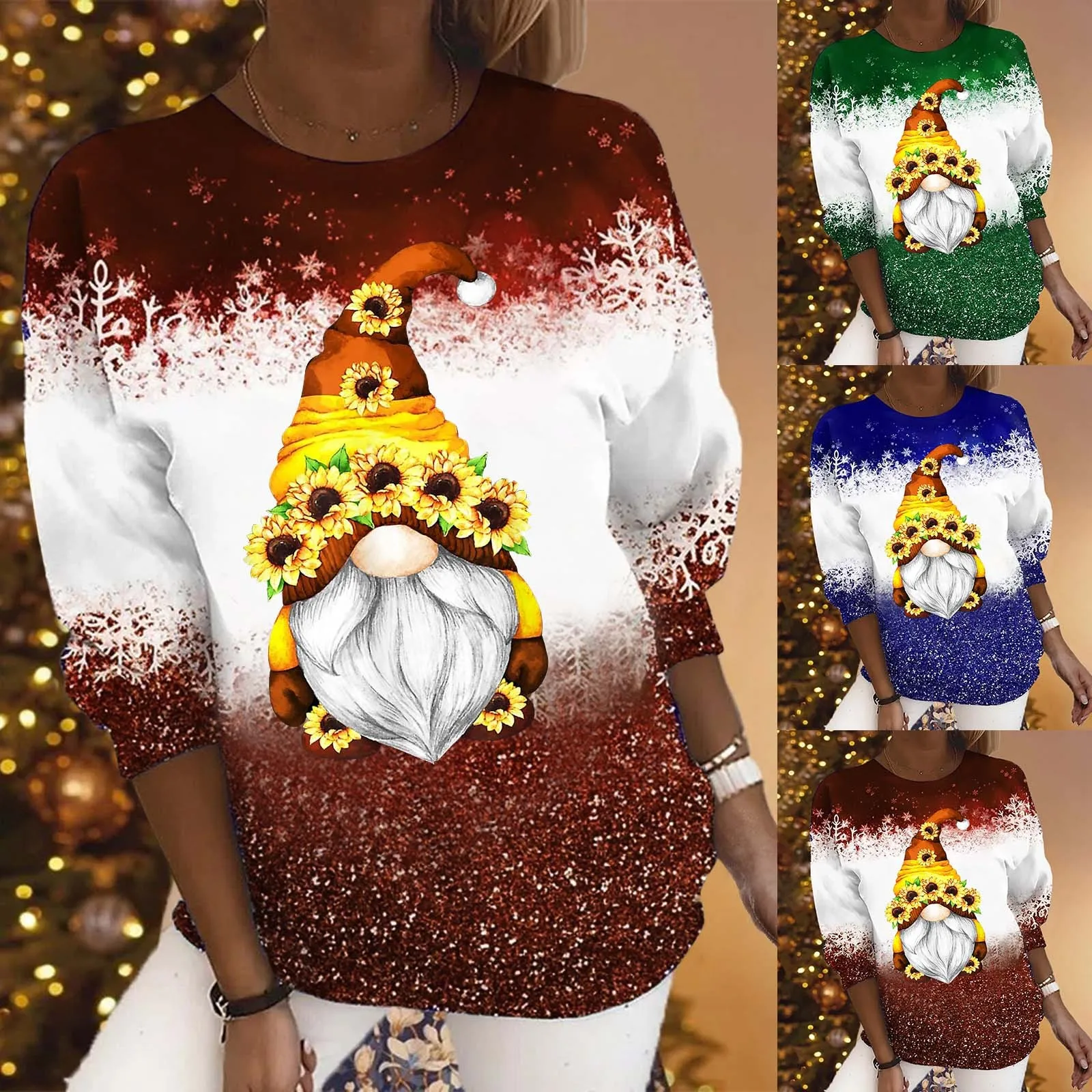 Women Fashion Christmas Gnome Print Sweatshirt Loose Round Neck Loose Blouse Top Tunic Sweatshirt Women
Women Fashion Christmas Gnome Print Sweatshirt Loose Round Neck Loose Blouse Top Tunic Sweatshirt Women