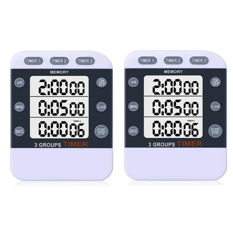 2Pcs Digital Dual Kitchen Timer 3 Channels Count UP/Down Timer Cooking Timer Large Display Countdown Timer for Study,Etc
2Pcs Digital Dual Kitchen Timer 3 Channels Count UP/Down Timer Cooking Timer Large Display Countdown Timer for Study,Etc
