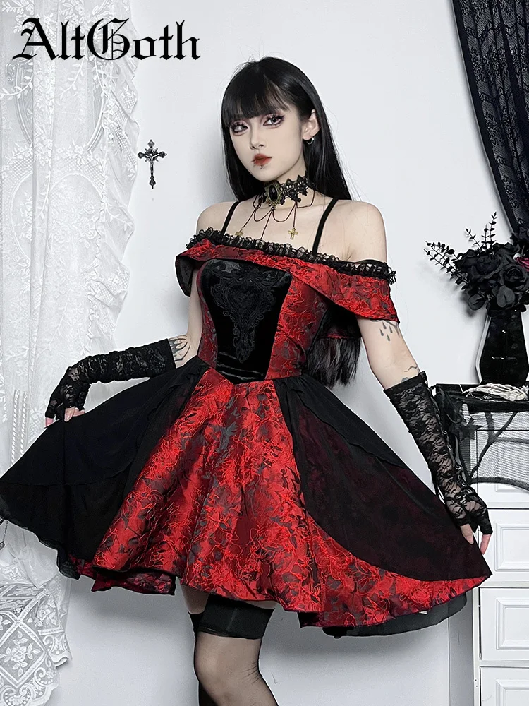AltGoth Vintage Elegant Gothic Lolita Dress Women Fairycore Grunge Lace Patchwork High Waist Corset Dress Emo Alt Punk Partywear
AltGoth Vintage Elegant Gothic Lolita Dress Women Fairycore Grunge Lace Patchwork High Waist Corset Dress Emo Alt Punk Partywear