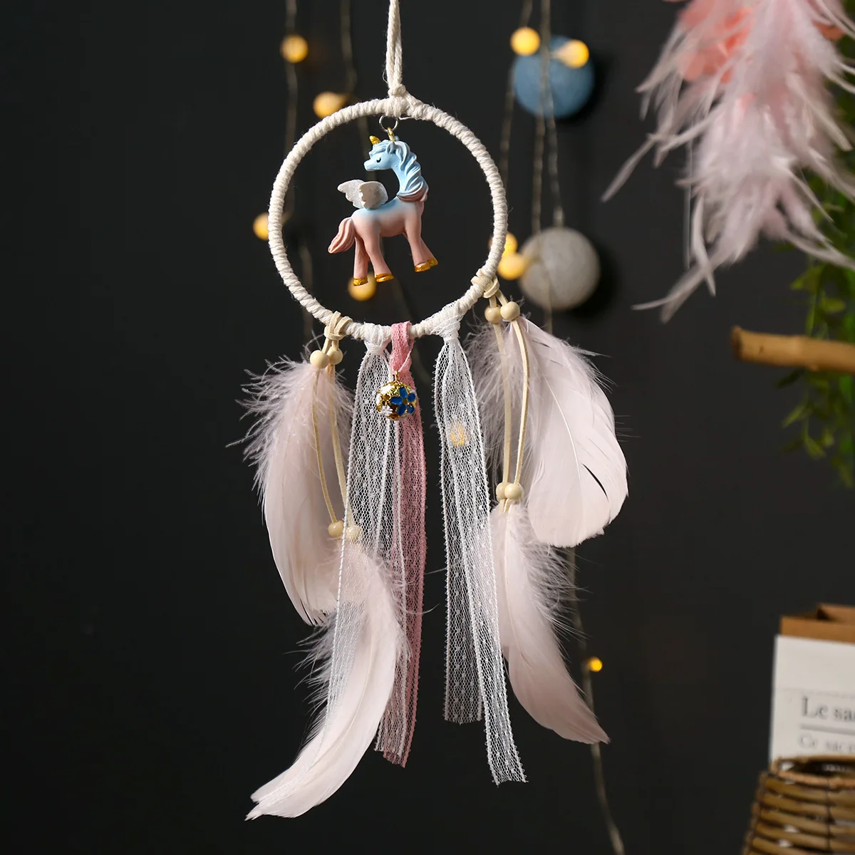 Indian Unicorn Dream Catcher Hanging Bohemian Style Home Decoration Friends Gifts Creative Wind Chimes Beautiful Room.
Indian Unicorn Dream Catcher Hanging Bohemian Style Home Decoration Friends Gifts Creative Wind Chimes Beautiful Room.