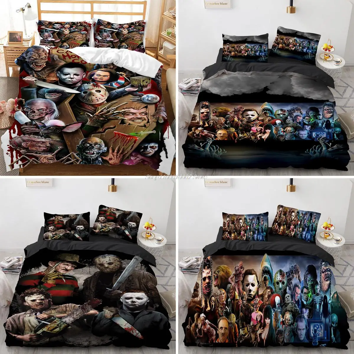 Hot Horror Movie Characters Duvet Cover Microfiber Fabric Bedding Set Zipper Design Queen King Comforter Cover With Pillowcases
Hot Horror Movie Characters Duvet Cover Microfiber Fabric Bedding Set Zipper Design Queen King Comforter Cover With Pillowcases