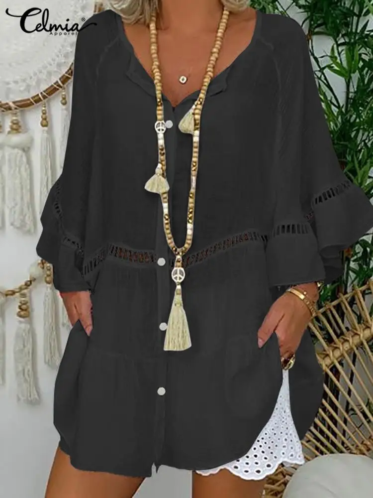 Celmia Women Holiday Tunic Tops Fashion Cotton Hollow Out Casual Peplum Shirt Bat Sleve 2022 Summer Breathable O Neck Blouses
Celmia Women Holiday Tunic Tops Fashion Cotton Hollow Out Casual Peplum Shirt Bat Sleve 2022 Summer Breathable O Neck Blouses