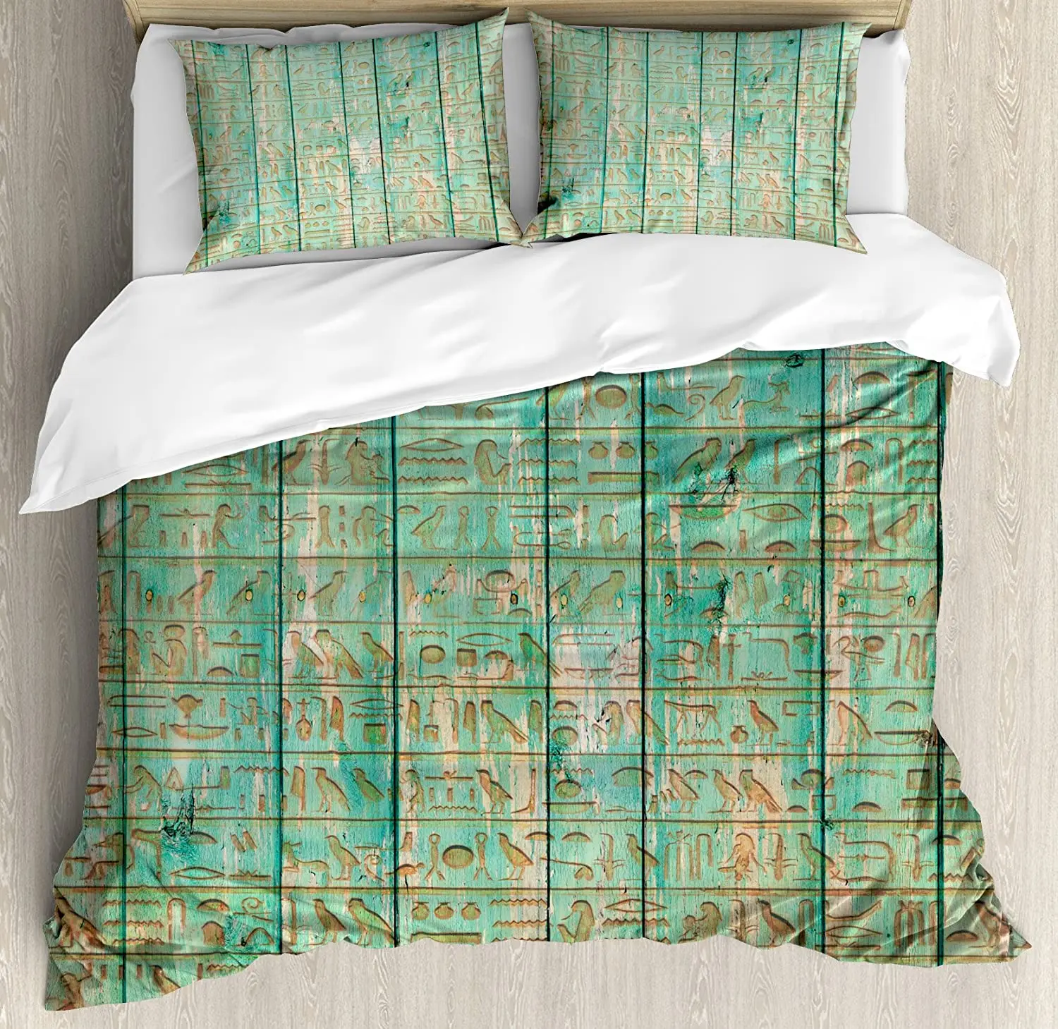 Египетский двуспальный комплект постельного белья с пододеяльником и изображением иероглифов на деревянной доске в стиле древней египетс... 
Египетский двуспальный комплект постельного белья с пододеяльником и изображением иероглифов на деревянной доске в стиле древней египетс...