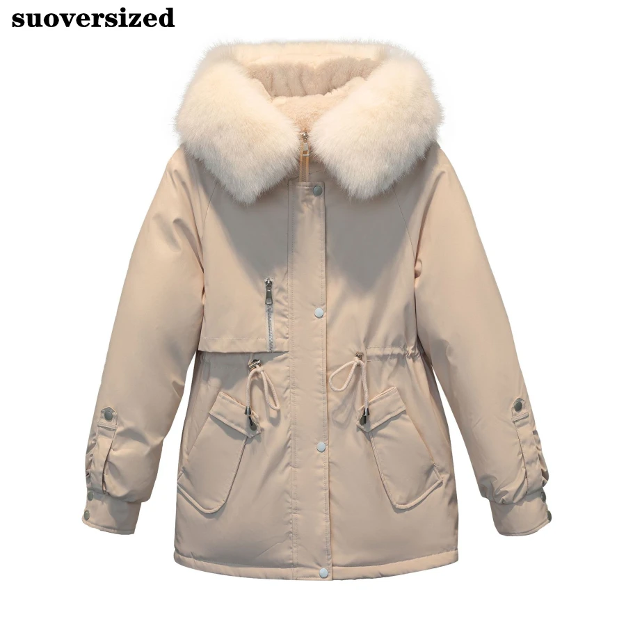 Mid-length Winter Hooded Plus Velvet Thicken Parka Women Warm Padded Coat Loose Overcoat Korean Outwear Top Windbreaker Jackets
Mid-length Winter Hooded Plus Velvet Thicken Parka Women Warm Padded Coat Loose Overcoat Korean Outwear Top Windbreaker Jackets