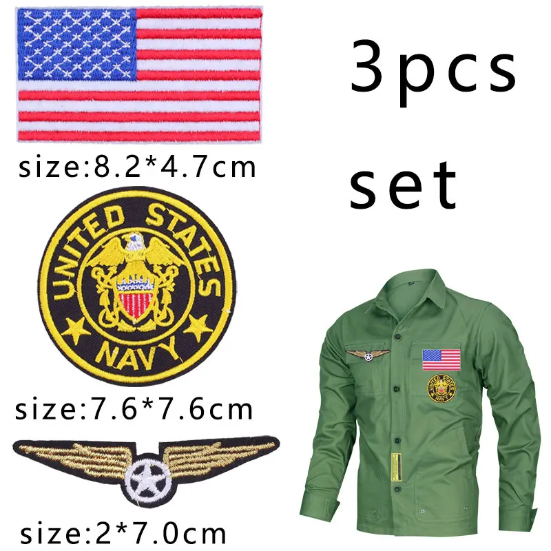 

Usa Navy Military Tactics Embroidery Patch Clothing Thermoadhesive Patches for Clothes Sewing Us National Flag Badges Appliques