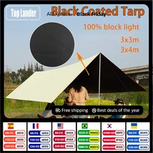 3x4 3x3m Black Coated Tarp Screen Shade Membrane Camping Tarp Waterproof Outdoor Tarpaulin Shelter Sunshade Flysheet Awning UV50