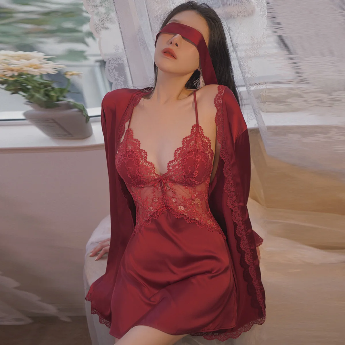 

Шелковое Ночное платье с открытой спиной, женская сексуальная прозрачная ночная рубашка, кружевная пижама в стиле пэчворк, красивая ночная рубашка на спине, женская ночная сорочка