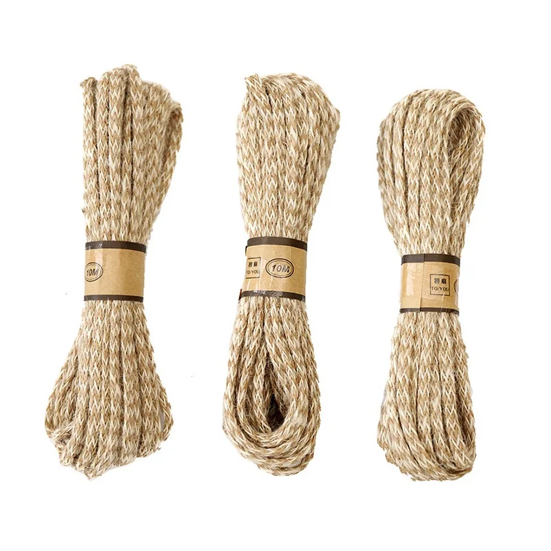 

10m x 6mm Mixed Braided White Hemp Cords Burlap Hessian Ribbon Jute Rope Twine String DIY Handmade Craft Ribbon for Home Decor