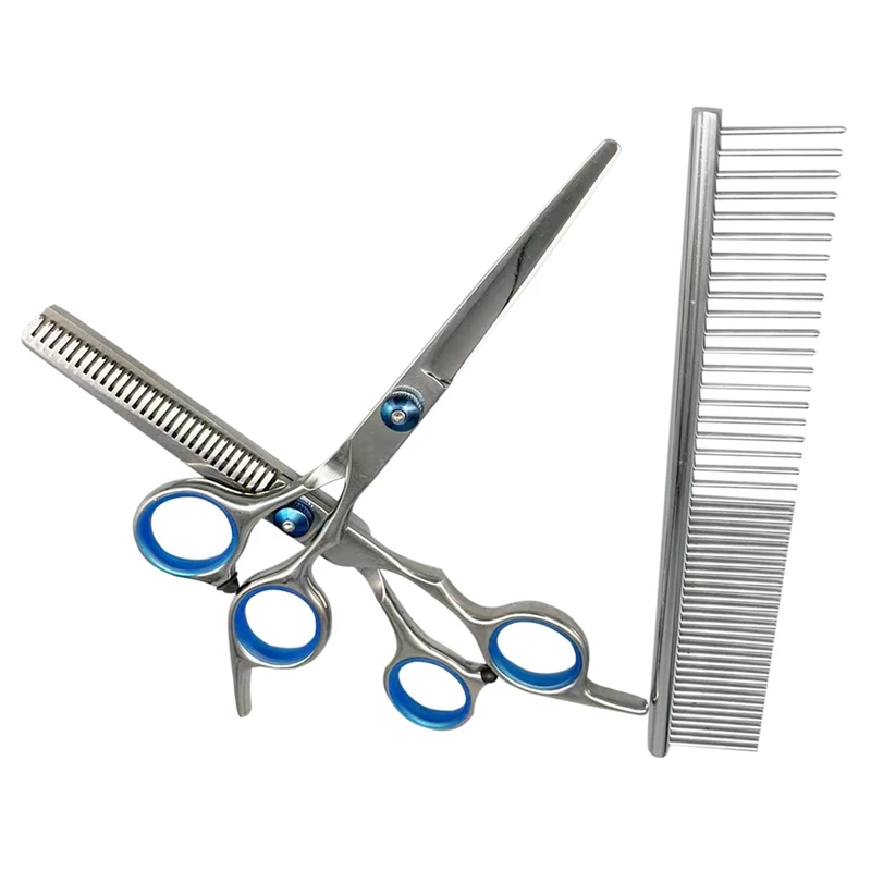 3 Pack Dog Grooming Scissors Kit With Safety Round Tip Thinning Cutting Shears With Pet Grooming Comb
3 Pack Dog Grooming Scissors Kit With Safety Round Tip Thinning Cutting Shears With Pet Grooming Comb