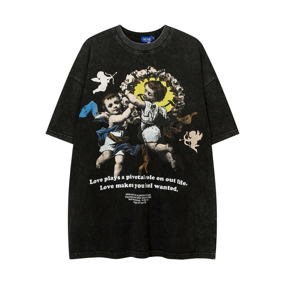 Футболка хлопковая в стиле хип-хоп с принтом «Ангел»
Футболка хлопковая в стиле хип-хоп с принтом «Ангел»