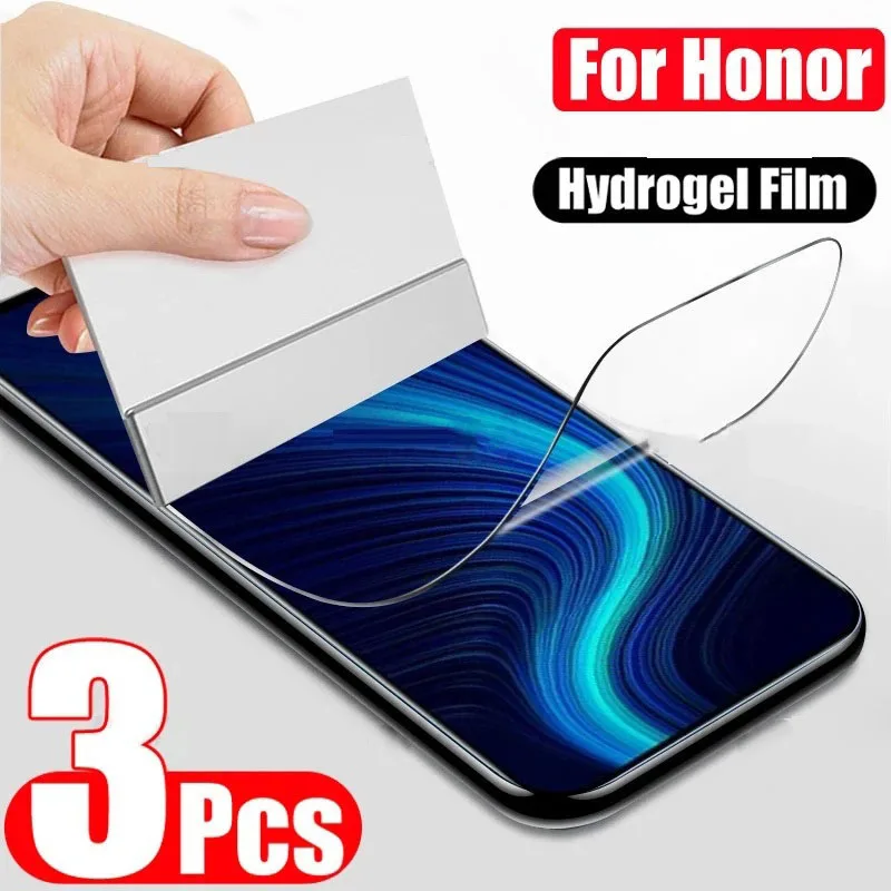 

3PCS Full Cover Hydrogel Film For Huawei honor 9A 9C 9S 9X 8A 8C 8S 8X 10i 20i 20S 30S X10 Pro Safety Screen Protector Not Glass