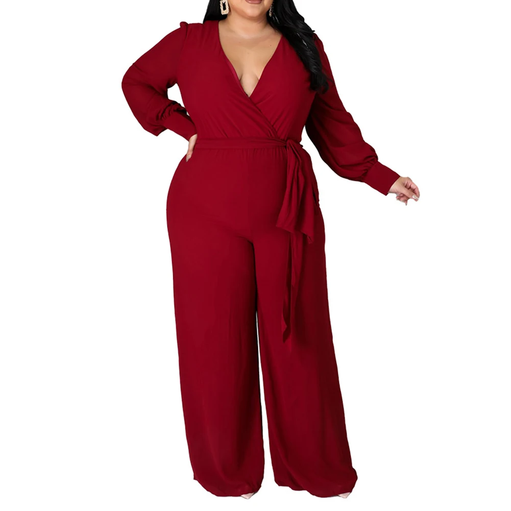 Plus Size Women Casual Jumpsuits Elegant High Waist Belt Wide Leg Pants Rompers Playsuit Long Sleeves Lapel Rompers L - 4XL
Plus Size Women Casual Jumpsuits Elegant High Waist Belt Wide Leg Pants Rompers Playsuit Long Sleeves Lapel Rompers L - 4XL