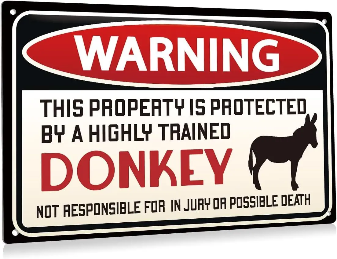 lumnum plte 7663 Wrnng Sgns for Property Metl Plte Plques Ths s Protected Hghly Trned Donkey Sgn O