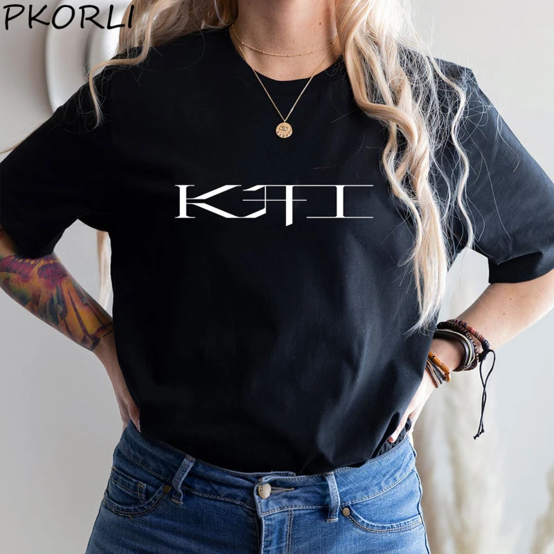 Футболка женская с надписью Стильная хлопковая рубашка в Корейском стиле K-POP