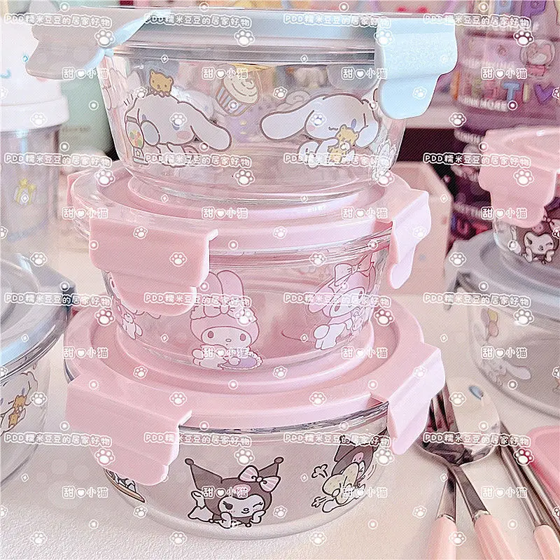Sanrio Kawaii Kuromi My Melody Thickening Glass Lunch Box Girl Heart Cute Cartoon Cinnamoroll Seal Bowl Student Toys for Girls
Sanrio Kawaii Kuromi My Melody Thickening Glass Lunch Box Girl Heart Cute Cartoon Cinnamoroll Seal Bowl Student Toys for Girls