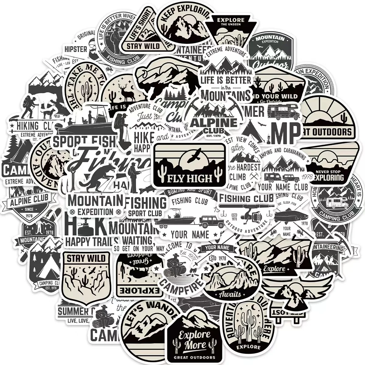 56Pcs Black and White Nature Stickers Pack Hiking Camping Travel Wild Animal Stickers Outdoor Adventure Stickers Waterproof
56Pcs Black and White Nature Stickers Pack Hiking Camping Travel Wild Animal Stickers Outdoor Adventure Stickers Waterproof