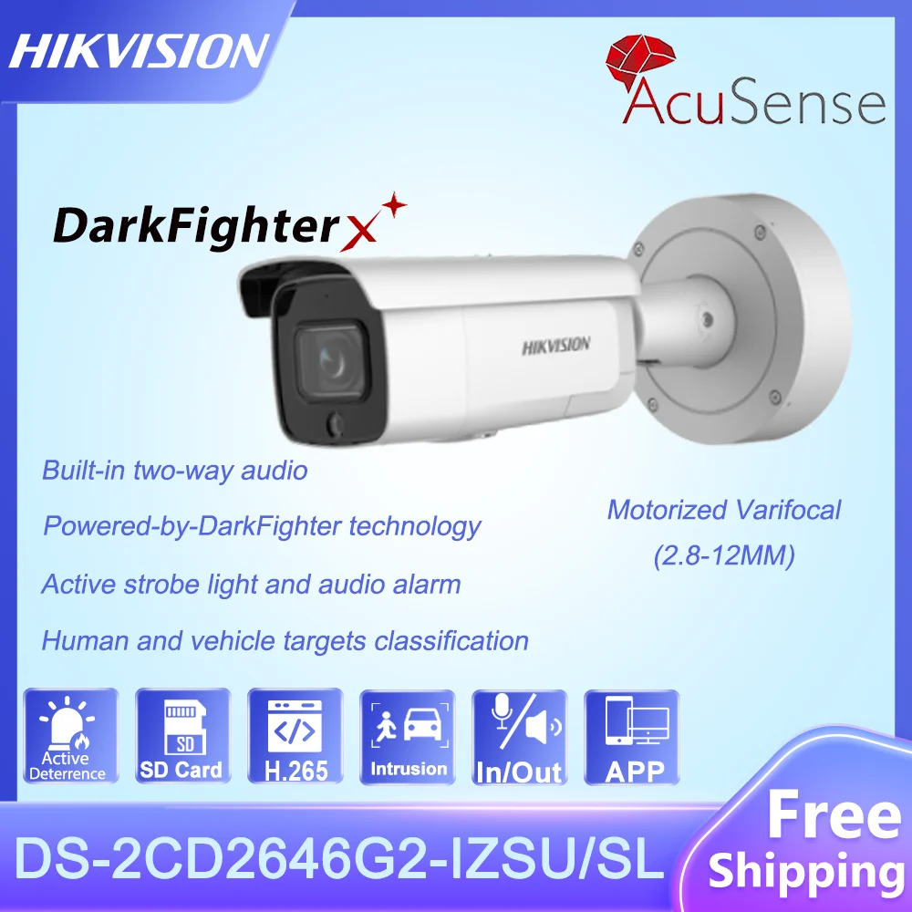 Hikvision 4MP Bullet IP Camera DS-2CD2646G2-IZSU/SL Strobe Light and Audible Warning Motorized Varifocal Surveillance Camera
Hikvision 4MP Bullet IP Camera DS-2CD2646G2-IZSU/SL Strobe Light and Audible Warning Motorized Varifocal Surveillance Camera