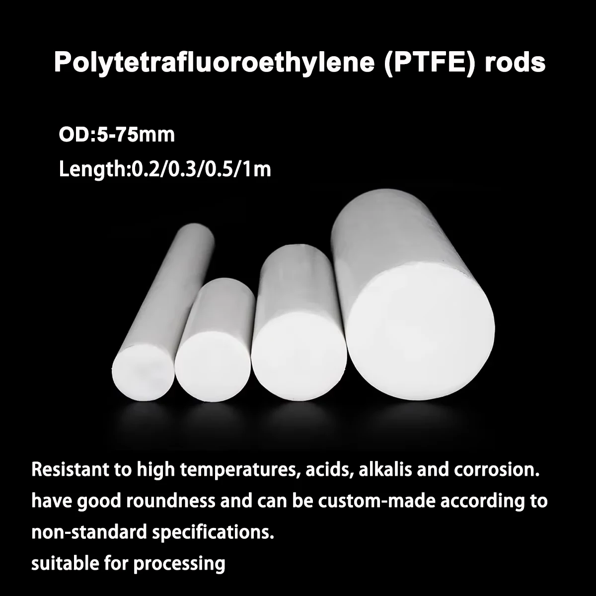 Стержень из ПТФЭ длиной 0,5 м, белый стержень из политетрафторэтилена, новый материал, обработка цилиндрических стержней, диаметр 1–75 мм, 
Стержень из ПТФЭ длиной 0,5 м, белый стержень из политетрафторэтилена, новый материал, обработка цилиндрических стержней, диаметр 1–75 мм,
