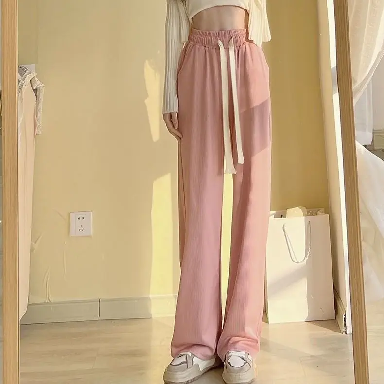 Ice Silk Drape Wide Leg Mopping Pants Summer Thin Section Gray Sports Pants Women's Loose Casual High Waist Straight Trousers
Ice Silk Drape Wide Leg Mopping Pants Summer Thin Section Gray Sports Pants Women's Loose Casual High Waist Straight Trousers