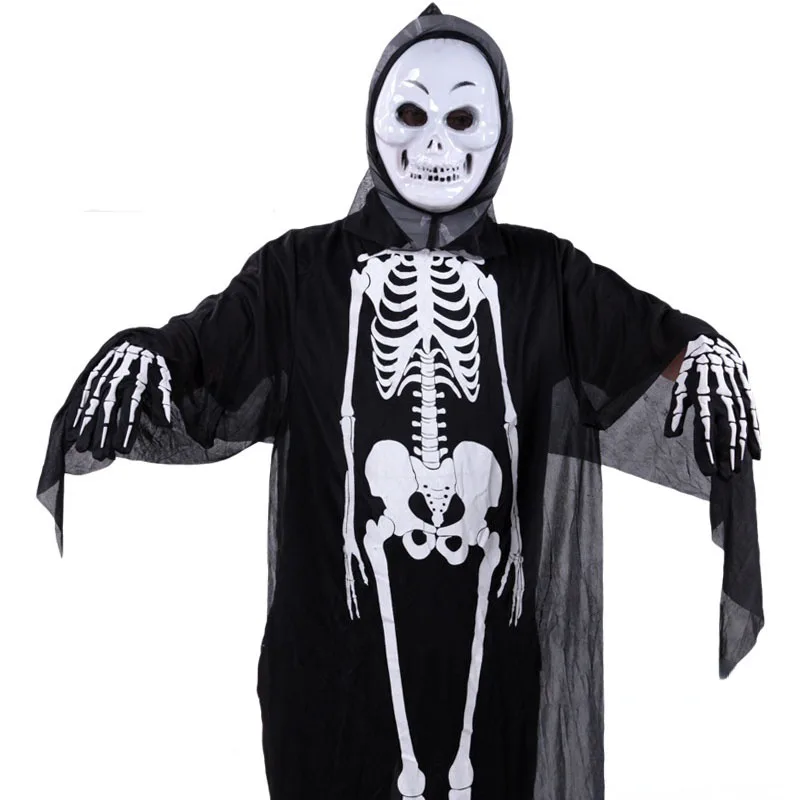 Black Halloween Skeleton Ghost Skull Costume Masquerade Festival Gloves Robe Mask Cloak Carnival Cosplay Role Play Child Adult
Black Halloween Skeleton Ghost Skull Costume Masquerade Festival Gloves Robe Mask Cloak Carnival Cosplay Role Play Child Adult