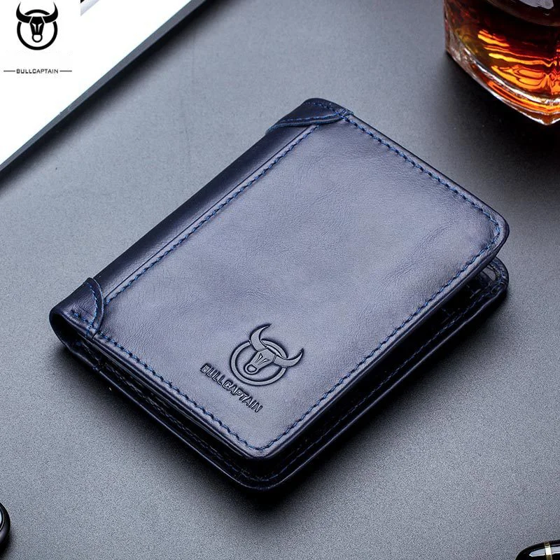 

Bullcaptain Genuine Leather Men Short Wallet Fold Business Money Bags Male Driver License Purse Credit Card Holder Clutch JYB013