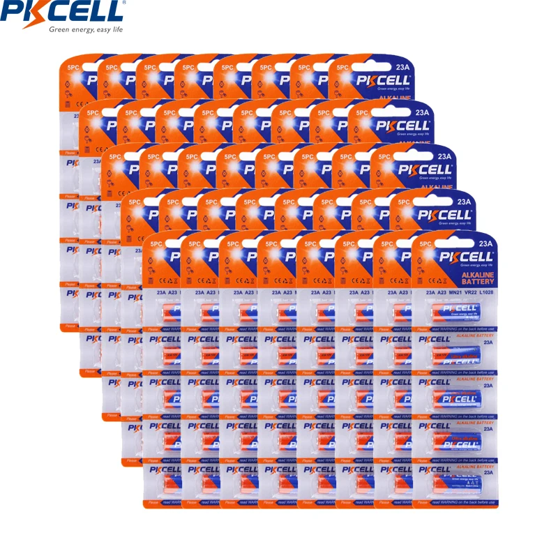 200PC/40pack PKCELL 23A 23A E 21/23 A23 23G A MN21 12V Alkaline Battery Primary Batteries for doorbell alarm car remote control
200PC/40pack PKCELL 23A 23A E 21/23 A23 23G A MN21 12V Alkaline Battery Primary Batteries for doorbell alarm car remote control