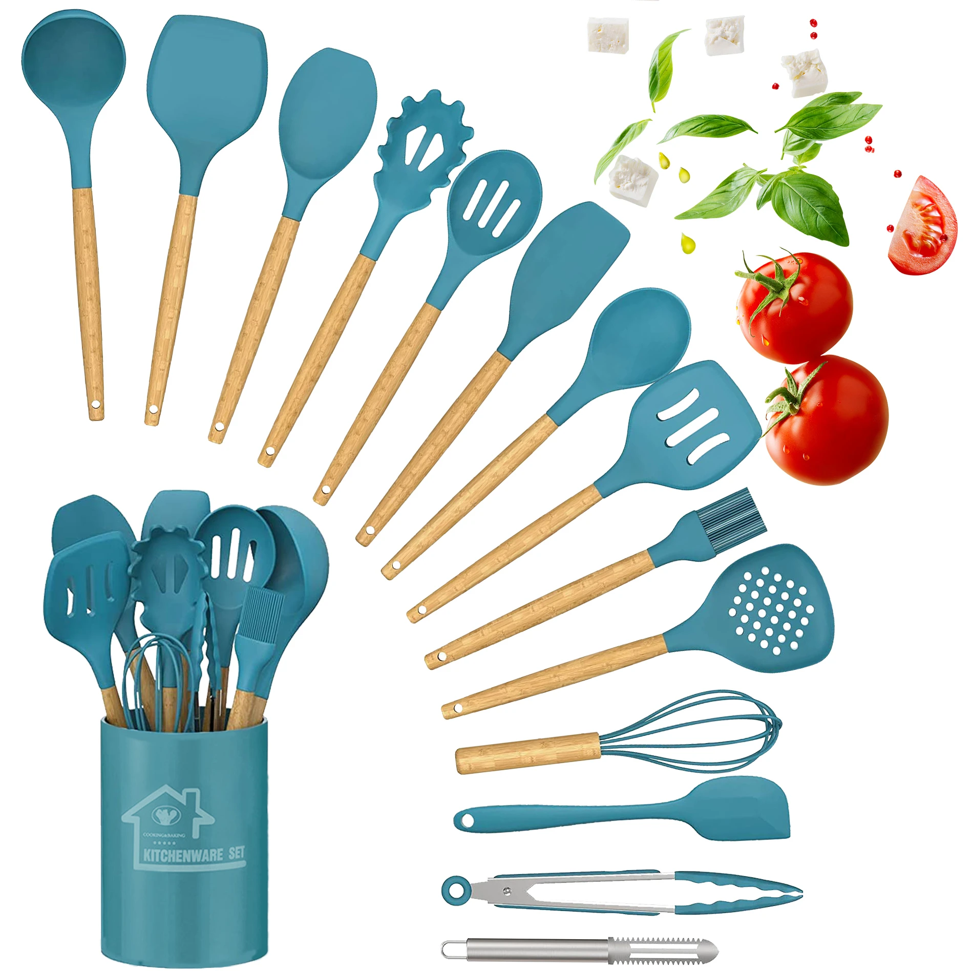 cooking set, 15pcs silicone cooking set, non-stick heat-resistant and durable wooden handle, the best kitchen utensils (Blue)
cooking set, 15pcs silicone cooking set, non-stick heat-resistant and durable wooden handle, the best kitchen utensils (Blue)