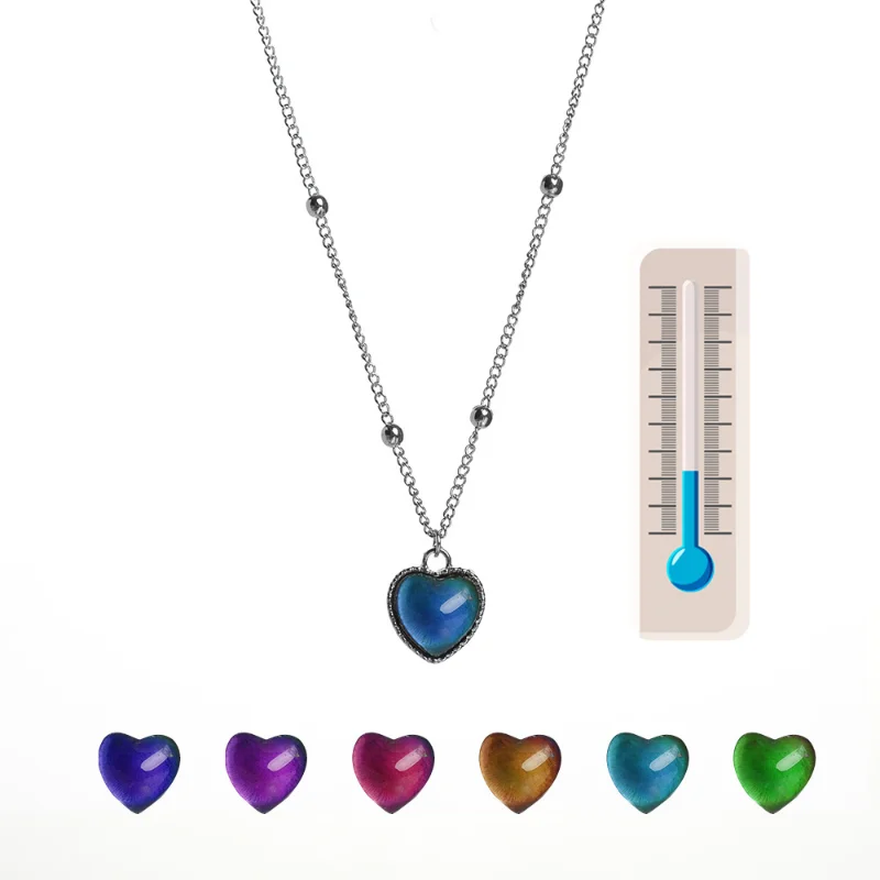 Women Mood Necklace Colorful Heart Pendant Temperature Control Color Change Necklace Stainless Steel Chain Jewelry Accessories
Women Mood Necklace Colorful Heart Pendant Temperature Control Color Change Necklace Stainless Steel Chain Jewelry Accessories