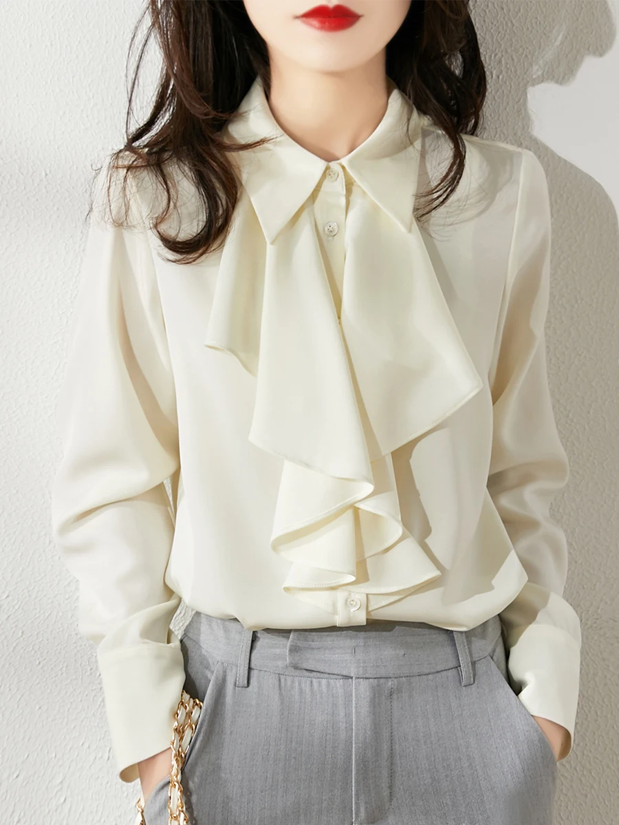 Fashion Woman Blouses 2022 Spring French Temperament Ruffled OL Solid Color Shirt Straight Ladies Top Female Clothing New Items
Fashion Woman Blouses 2022 Spring French Temperament Ruffled OL Solid Color Shirt Straight Ladies Top Female Clothing New Items