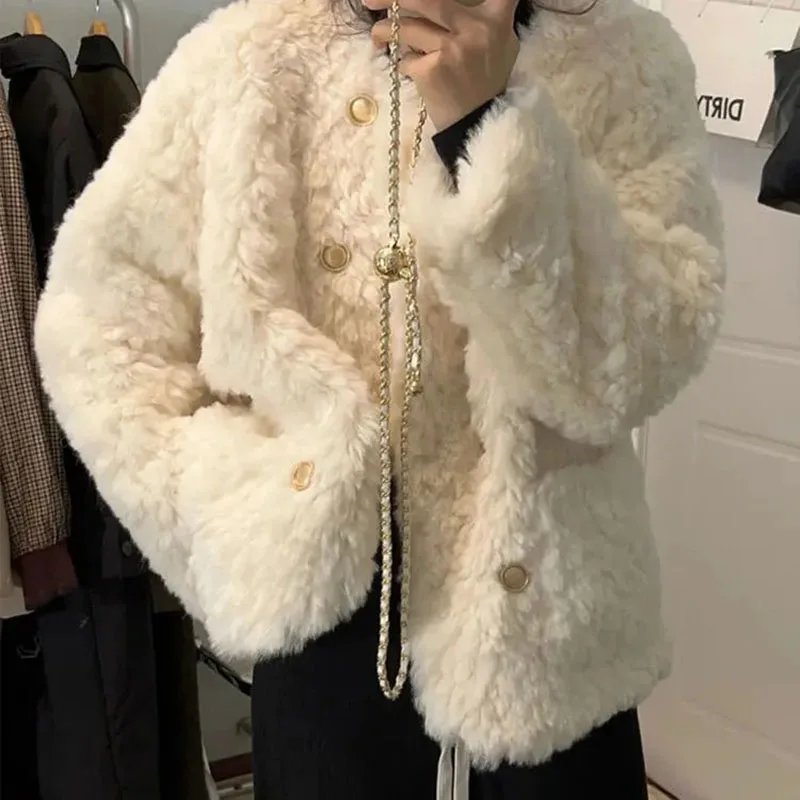 Lucyever Fashion Faux Rabbit Fur Women Jackets Autumn Winter Double-Breasted Thicken Warm Outerwear Korean O-Neck Faux Fur Coat
Lucyever Fashion Faux Rabbit Fur Women Jackets Autumn Winter Double-Breasted Thicken Warm Outerwear Korean O-Neck Faux Fur Coat