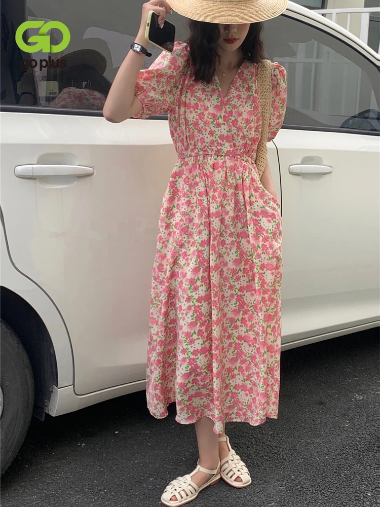 Женское цельное платье GOPLUS, Пляжное платье с цветочным принтом, лето 2022 
Женское цельное платье GOPLUS, Пляжное платье с цветочным принтом, лето 2022