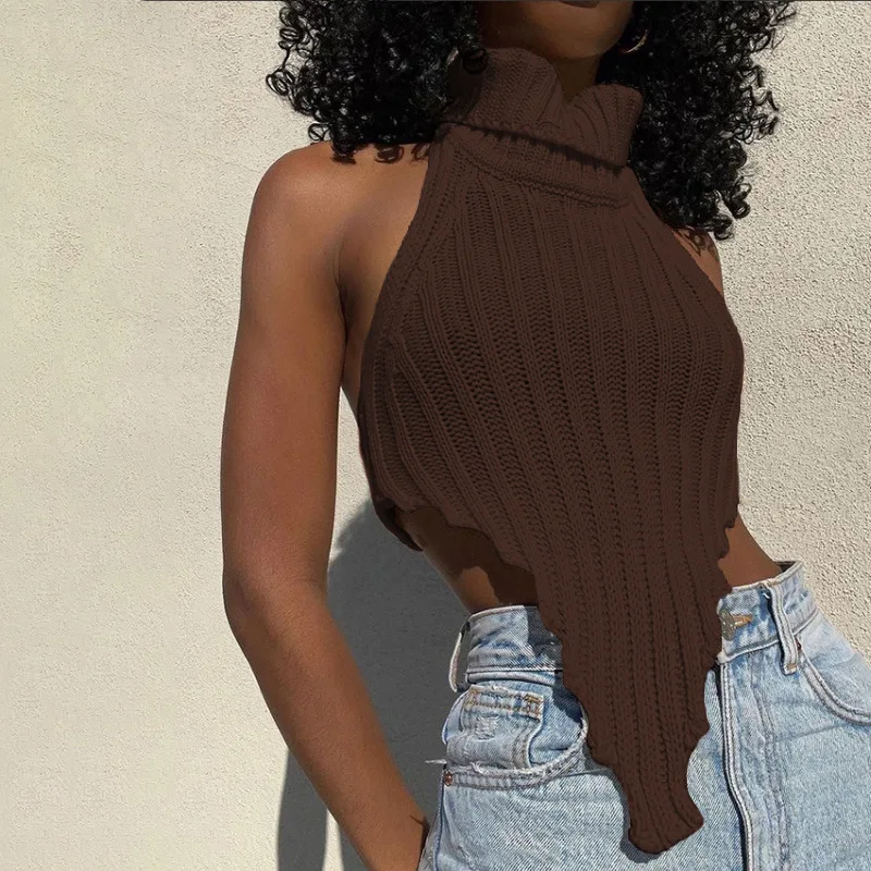 2022 Summer Women's Decoration Body Wool Knitted Top Women's Backless Solid Color High-neck Irregular Knitted Vest
2022 Summer Women's Decoration Body Wool Knitted Top Women's Backless Solid Color High-neck Irregular Knitted Vest