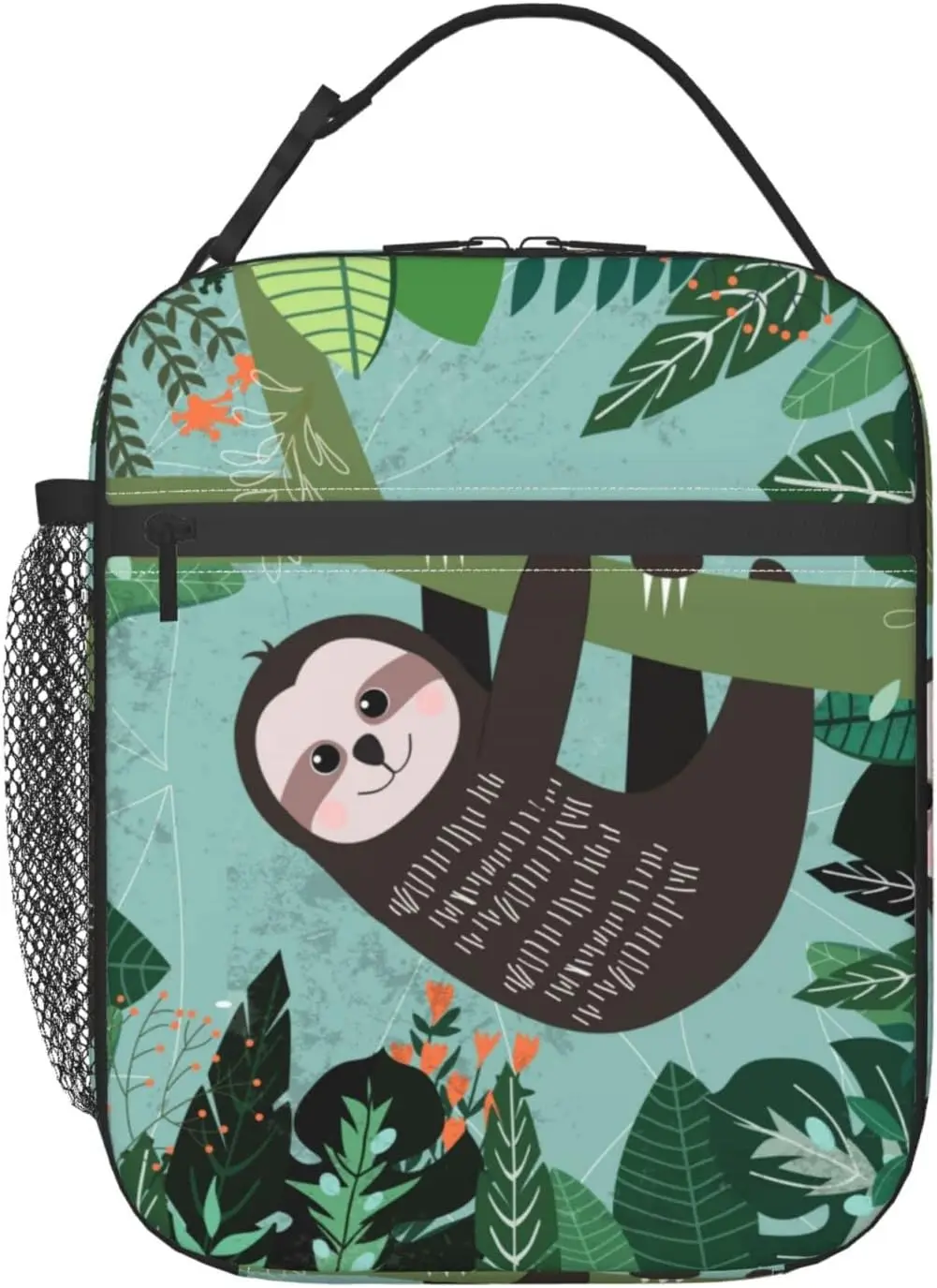 

Tropical Leave Sloth Insulated Lunch Box, Portable Reusable Lunch Bag Cooler Tote for Boys Girls Women Men Picnic Travel