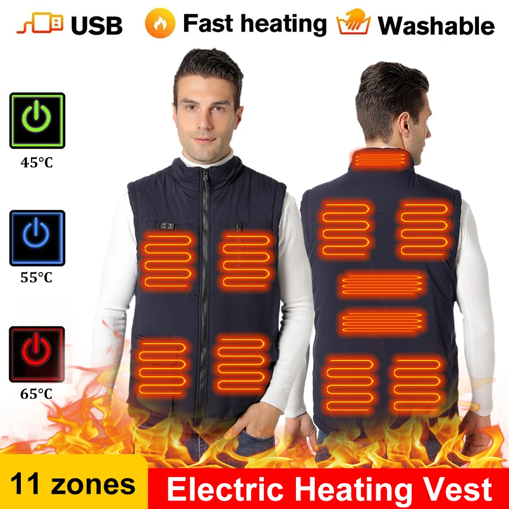 11 Heating Zones Electric Heated Vest Sleeveless Jacket USB/DC Interface Winter Thermal Vest Jacket For Outdoor Hiking Skiing
11 Heating Zones Electric Heated Vest Sleeveless Jacket USB/DC Interface Winter Thermal Vest Jacket For Outdoor Hiking Skiing
