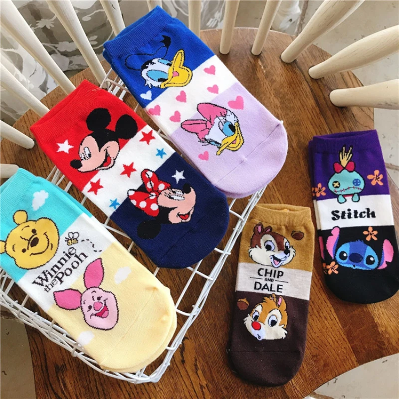 

Disney Women's Socks Anime Mickey Minnie Pig Donald Duck Cartoon Socks High Quality Fashion Kawaii Trend Cotton Funny Socks