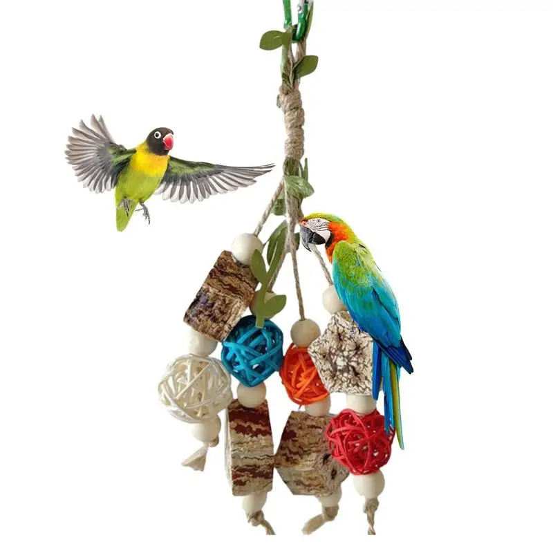 

Bird Chew Toys Parakeet Swing Hangings Ring Bird Branch Chew Parrot Toys Cage Bite Accessories Resistant Hammock Branch