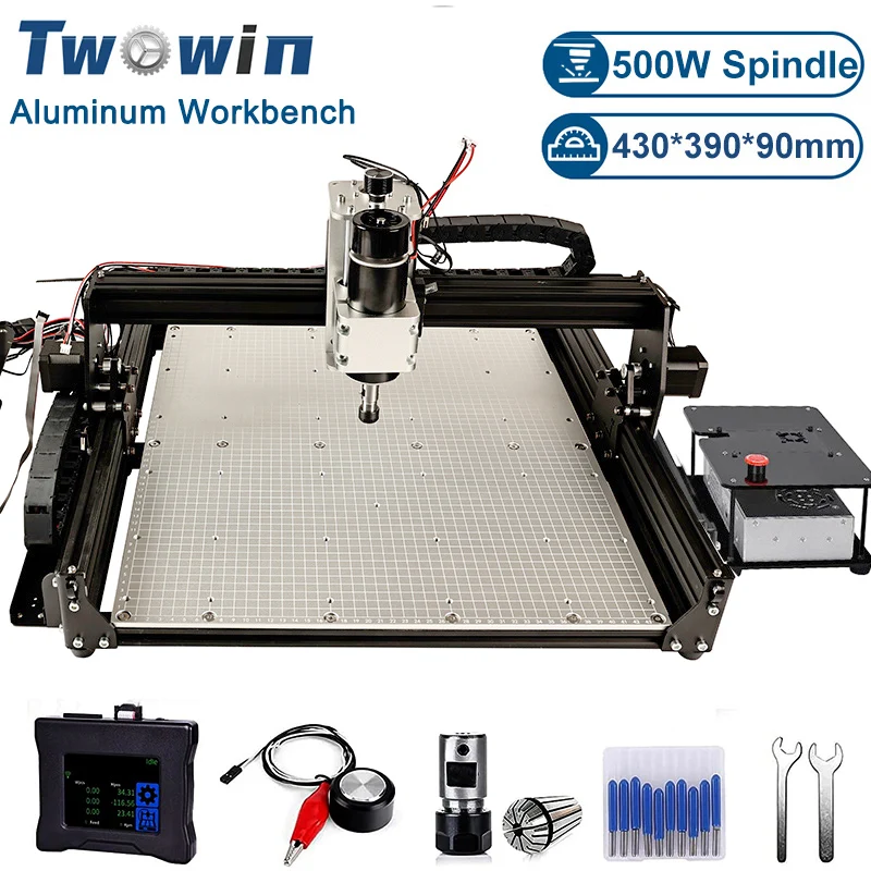TWOWIN CNC Router 500W Laser Engraving Machine Wood Metal Pcb Milling Cutting Machine Aluminum Table GRBL Control DIY Tools
TWOWIN CNC Router 500W Laser Engraving Machine Wood Metal Pcb Milling Cutting Machine Aluminum Table GRBL Control DIY Tools