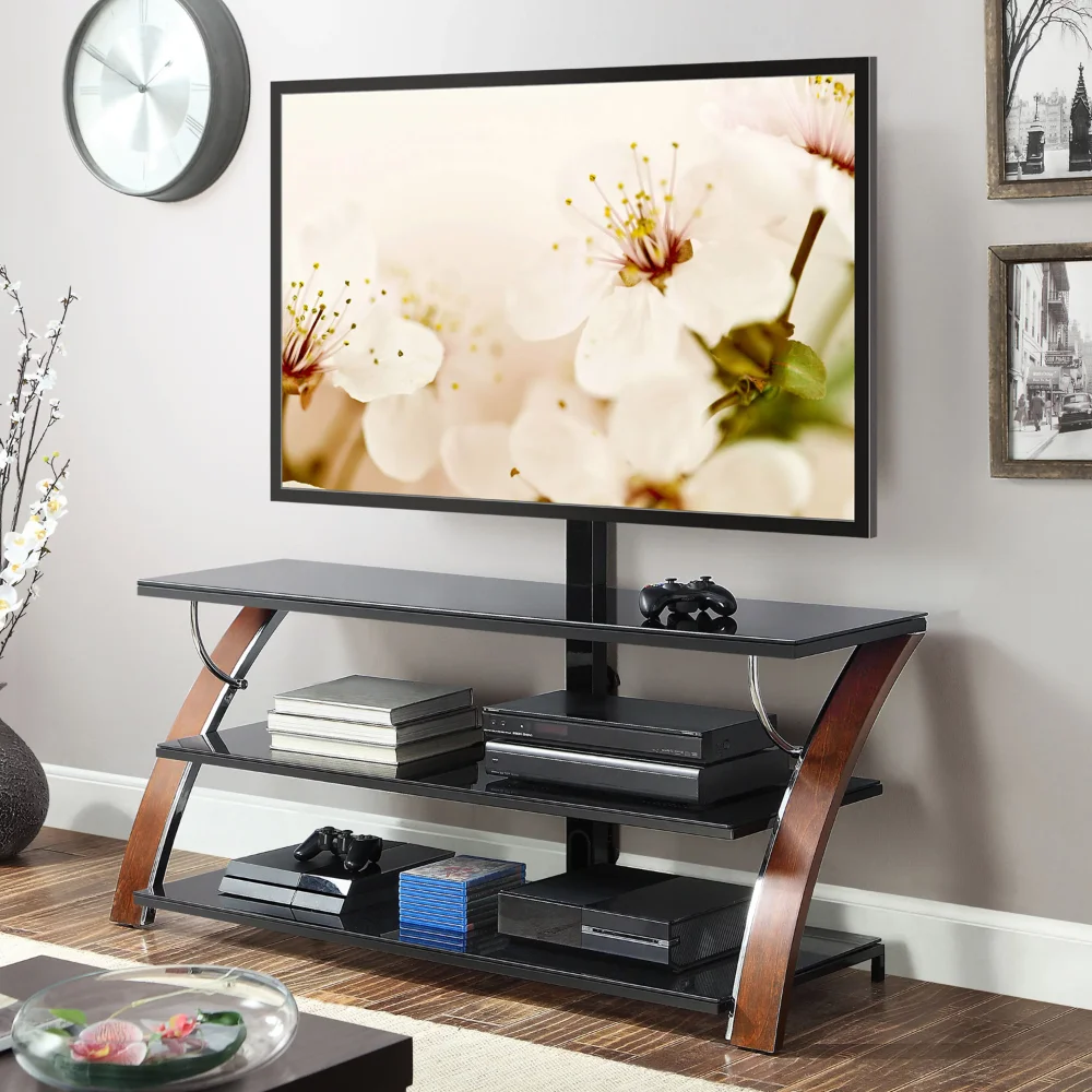 

Телевизионная подставка с плоским экраном 3 в 1 для телевизоров до 65 дюймов, коричневая Вишня