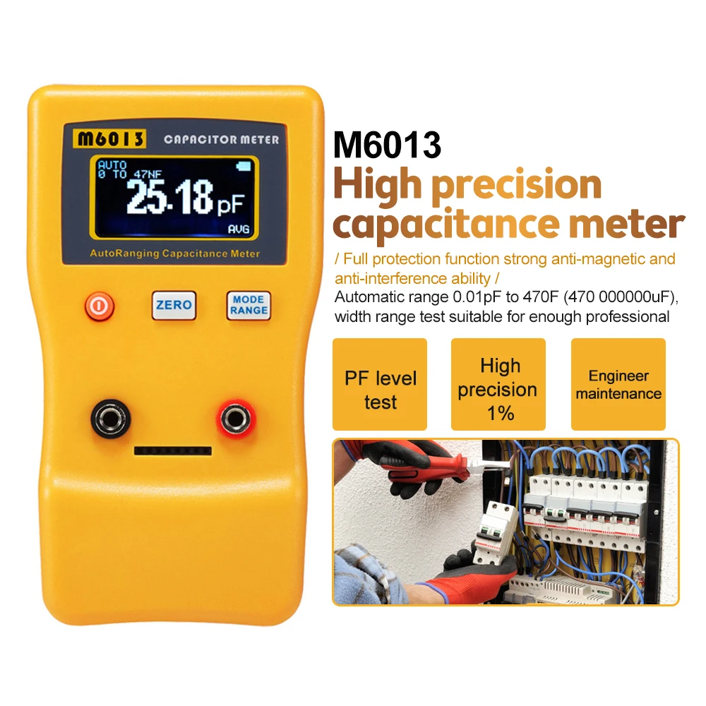 M6013 High Precision Digital Capacitance Meter Ohm Meter Professional Measuring Capacitance Resistance Capacitor Circuit Tester
M6013 High Precision Digital Capacitance Meter Ohm Meter Professional Measuring Capacitance Resistance Capacitor Circuit Tester