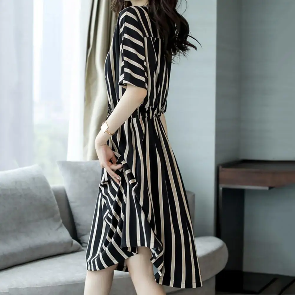 Fashion Dress Breathable Skin-touching Elastic Waist Summer Simple Striped Print Simple Dress Summer Dress Knee Length
Fashion Dress Breathable Skin-touching Elastic Waist Summer Simple Striped Print Simple Dress Summer Dress Knee Length