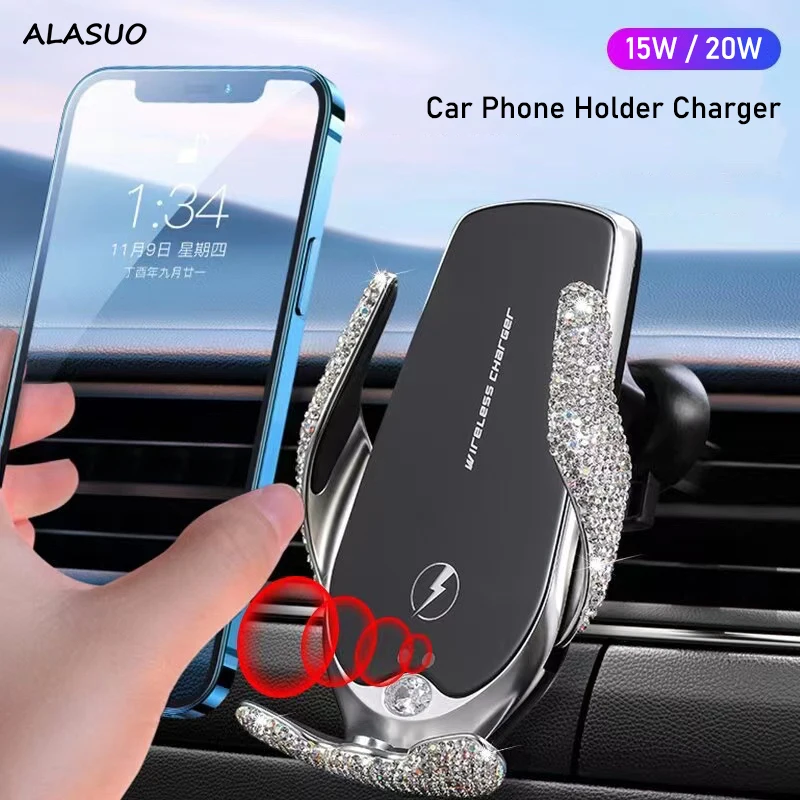 

20W Cell phone holder In Car Induction Wireless Charger QI Fast Charge for iPhone 13 12 11 pro max 8 plus Samsung S22 S20 Xiaomi