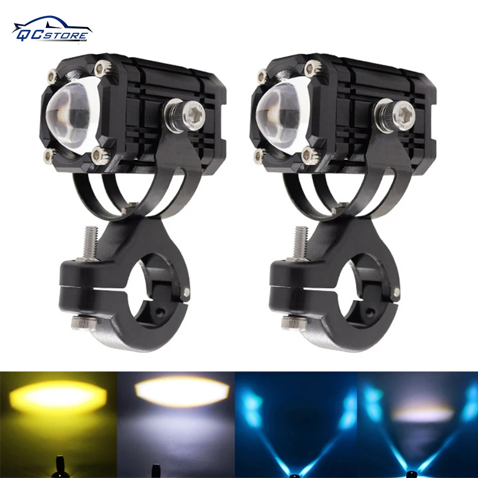 

2pcs Mini Motorcycle LED Explorers Headlight Projector Lens LED Moto Fog Lamp Auxiliary Motorcycle Strobe Headlight Spotlights