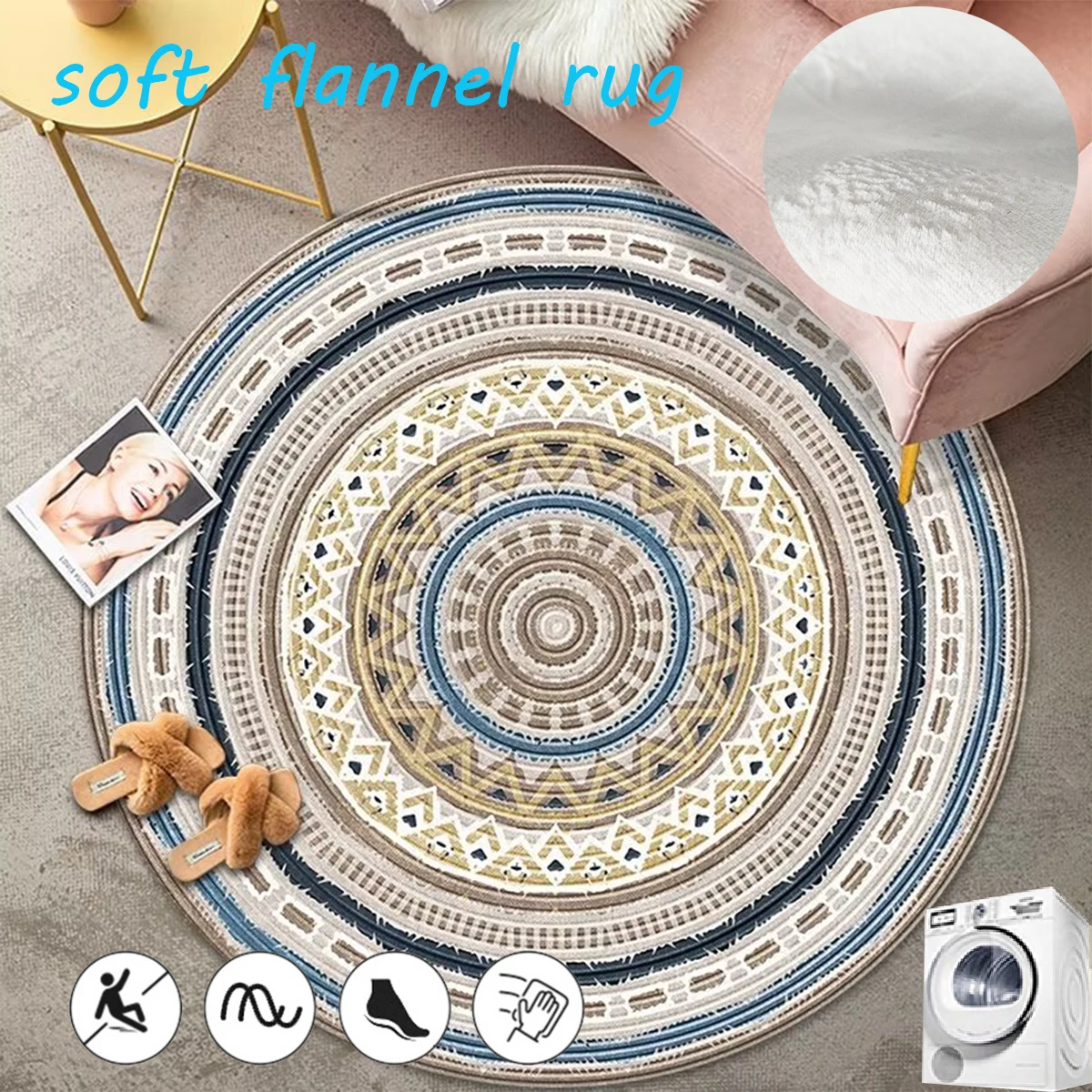 Round Flannel Rugs for Bedroom Soft Non-slip Bedside Rug Nordic Minimalist Style Carpets for Living Room Washable Cloakroom Mat
Round Flannel Rugs for Bedroom Soft Non-slip Bedside Rug Nordic Minimalist Style Carpets for Living Room Washable Cloakroom Mat