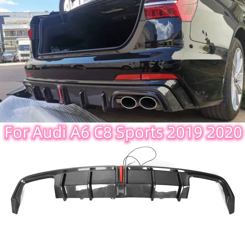 

For Audi A6 C8 Sports Sline 2019 2020 Real Carbon Fiber Rear Diffuser Lip Spoiler KB Style High Quality Bumper Accessories