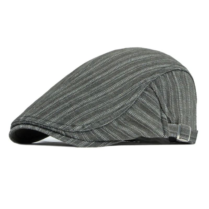 

Spring Autumn Men Beret Women Stripes Peaked Cap Vintage Fashion Short Eaves Flat Top Painter Hat Golf French Free Shipping A77