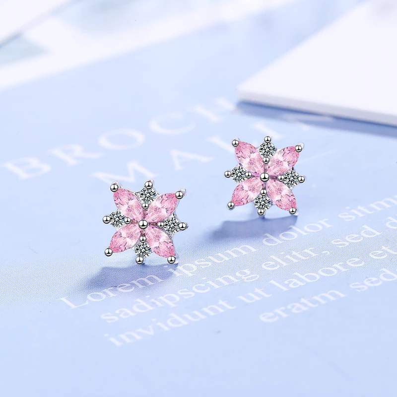 Girls' Cute Romantic Cherry Blossoms Stud Earrings Minimal Pink Flower CZ Stone Stud Sakura Female Earring Piercing Jewelry Gift
Girls' Cute Romantic Cherry Blossoms Stud Earrings Minimal Pink Flower CZ Stone Stud Sakura Female Earring Piercing Jewelry Gift