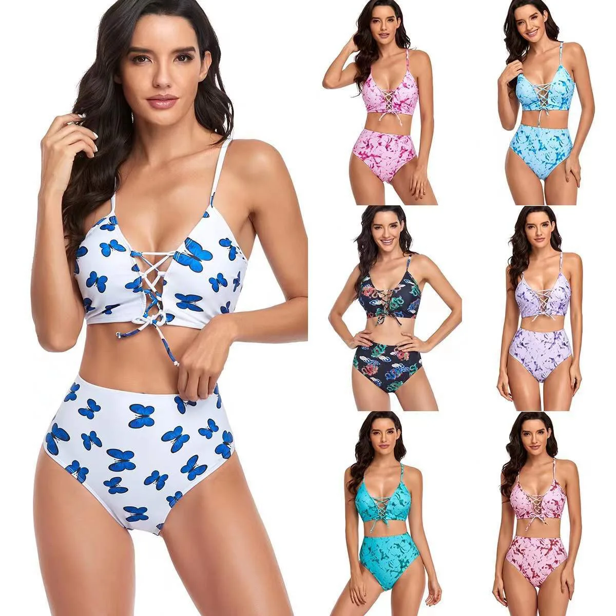 2022 New Printed Split High Waist Open Back Front Chest Hollow Lace Up Swimwear
2022 New Printed Split High Waist Open Back Front Chest Hollow Lace Up Swimwear