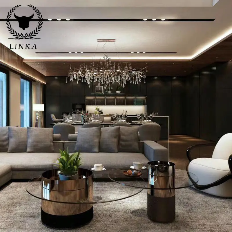 Modern light luxury high and low creative round tempered glass set villa simple tea table combination
Modern light luxury high and low creative round tempered glass set villa simple tea table combination