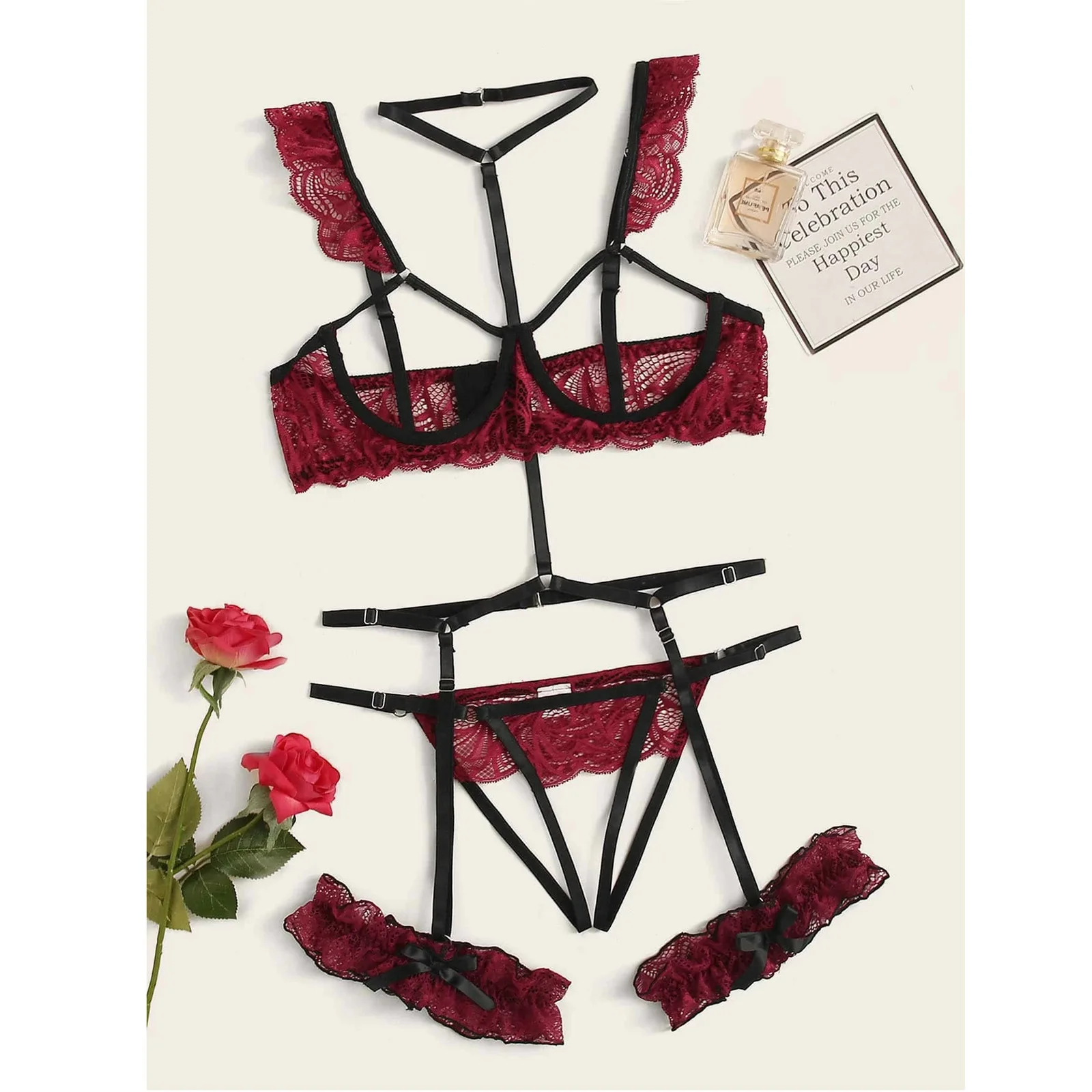 FOR Sexy lace bra hollow uniforms Demodilter open panties hangs hose underwear set temptation
FOR Sexy lace bra hollow uniforms Demodilter open panties hangs hose underwear set temptation