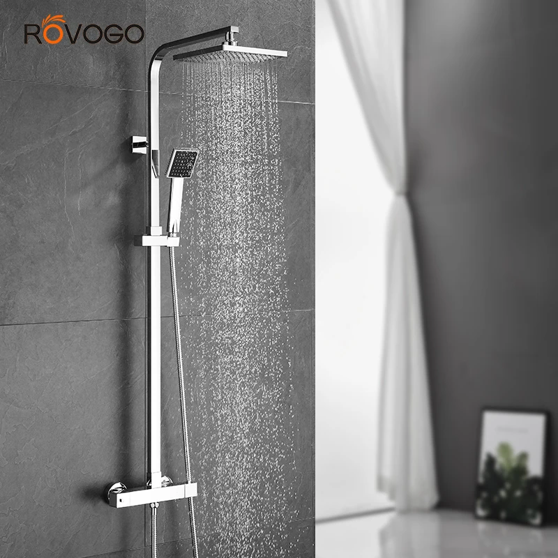 Душевая лейка ROVOGO с постоянной температурой, душевая лейка с дождевой насадкой и ручным распылителем, смеситель с двумя ручками, комплект для ванной комнаты и душа 
Душевая лейка ROVOGO с постоянной температурой, душевая лейка с дождевой насадкой и ручным распылителем, смеситель с двумя ручками, комплект для ванной комнаты и душа